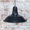Lámpara colgante francesa industrial vintage esmaltada en negro y azul oscuro, Imagen 4