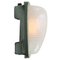 Vintage Industrial French Green Cast Iron & Frosted Cut Glass Wall Light by Holophane, France 4