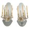 Gilded Iron and Mirror Sconces with Glass Drops, 1960s, Set of 2 1