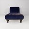 Italian Blue Velvet and Wood Chaise Lounge, 1980s, Image 3