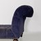 Chaise longue italiana de terciopelo azul y madera, años 80, Imagen 7