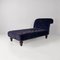 Italian Blue Velvet and Wood Chaise Lounge, 1980s 2