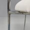 Modern Italian Round Chromed Metal Stool and White Faux Leather, 1980s 12