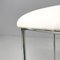 Modern Italian Round Chromed Metal Stool and White Faux Leather, 1980s 11