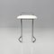 Modern Italian Round Chromed Metal Stool and White Faux Leather, 1980s 3
