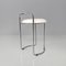 Modern Italian Round Chromed Metal Stool and White Faux Leather, 1980s, Image 5
