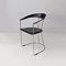 Italian Modern Chromed Metal and Black Leather Curved Shape Chairs, 1980s, Image 2