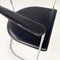 Italian Modern Chromed Metal and Black Leather Curved Shape Chairs, 1980s 10