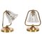 Lampade da tavolo a forma di campana in vetro di Murano e ottone attribuite a Barovier per Erco, Italia, anni '40, set di 2, Immagine 1