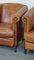 English Cognac Colored Cowhide Club Chairs with Loose Seat Cushions, Set of 2 12