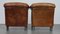 English Cognac Colored Cowhide Club Chairs with Loose Seat Cushions, Set of 2 4