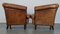 English Cognac Colored Cowhide Club Chairs with Loose Seat Cushions, Set of 2 3