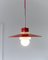 Danish Ceiling Light in Red Metal and Glass by Ettore Sottsass, 1960s, Image 2