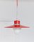 Danish Ceiling Light in Red Metal and Glass by Ettore Sottsass, 1960s 10