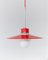 Danish Ceiling Light in Red Metal and Glass by Ettore Sottsass, 1960s, Image 1