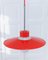 Danish Ceiling Light in Red Metal and Glass by Ettore Sottsass, 1960s 4