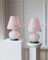 Lámparas de mesa hongo de cristal de Murano rosa, Italia, años 70. Juego de 2, Imagen 1