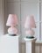 Mushroom Tischlampen aus Rosa Muranoglas, Italien, 1970er, 2er Set 1
