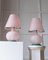 Lámparas de mesa hongo de cristal de Murano rosa, Italia, años 70. Juego de 2, Imagen 8