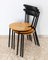 Mid-Century Italian Dining Chairs in Black Steel and Wood, Italy, 1970s, Set of 3 4