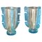 Large Gold and Turquoise Blue Murano Glass Vases by Costantini, 1980s, Set of 2 1