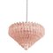 Lámpara de araña italiana Quadriedro de cristal de Murano en rosa de estilo Venini de Simoeng, Imagen 1