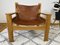 Mid-Century Swedish Lounge Chair in Pine and Saddle Leather, 1970s, Image 1