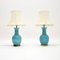 Lampes de Bureau Vintage en Céramique et Laiton, 1960s, Set de 2 1