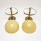Large Vintage Italian Brass and Glass Table Lamps, 1970s, Set of 2 3
