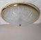 Vintage Ceiling Lamp with Ice Glass Shade on a Brass Mount, 1980s 1