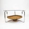 Tavolino da caffè rotondo in vetro fumé con struttura in metallo cromato e cestino in vimini di Rohè Noordwolde, anni '60, Immagine 5