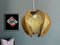 Mid-Century Portuguese Rustic Wood and Straw Wooden Hanging Lamp, 1960s, Image 4