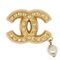 Broche de perlas artificiales de diamantes de imitación dorado 02p Kk91774 de Chanel, Imagen 1