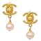 Turnlock Artificial Pearl Dangle Earrings from Chanel, Set of 2, Image 1
