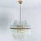 Lámpara de araña grande de tubos de vidrio dorado atribuida a Sciolari, años 70, Imagen 9