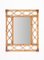 Espejo de mimbre Mid-Century de ratán, bambú rectangular, Italia, años 60, Imagen 2