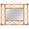 Espejo de mimbre Mid-Century de ratán, bambú rectangular, Italia, años 60, Imagen 1
