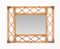 Espejo de mimbre Mid-Century de ratán, bambú rectangular, Italia, años 60, Imagen 7