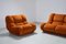 Large Living Room Set in Orange / Rusty Brown Velvet, Italy, 1970s, Set of 3 7
