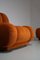 Set da salotto grande in velluto arancione/marrone ruggine, Italia, anni '70, set di 3, Immagine 4