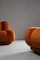 Large Living Room Set in Orange / Rusty Brown Velvet, Italy, 1970s, Set of 3 11