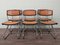 Italian Design Chairs in Chromed Metal and Vienna Straw, 1970s, Set of 6 2