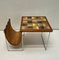 Tiled Top Brabantia Style Side Table with Leather Magazine Holder, 1970s, Image 8