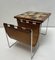 Tiled Top Brabantia Style Side Table with Leather Magazine Holder, 1970s 5