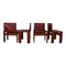 Englische Rote Leder Monk Chairs von Afra & Tobia Scarpa für Molteni, 1973, 10 . Set 7