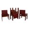 Englische Rote Leder Monk Chairs von Afra & Tobia Scarpa für Molteni, 1973, 10 . Set 3