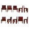 Englische Rote Leder Monk Chairs von Afra & Tobia Scarpa für Molteni, 1973, 10 . Set 1