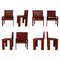 Englische Rote Leder Monk Chairs von Afra & Tobia Scarpa für Molteni, 1973, 10 . Set 2