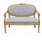 Antique English Queen Elisabeth Gilt Carved Wood Upholstered Sofa 1