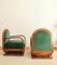 Art Deco Sessel aus Holz & Mohair Samt, 2er Set 3